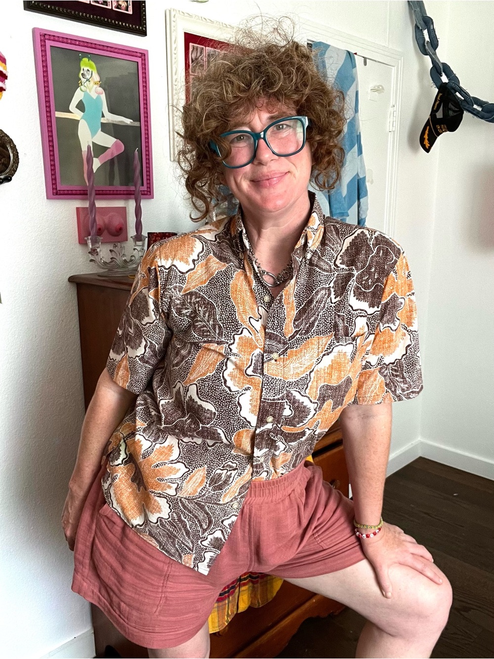 Reyn Spooner Brown and Mustard Hawaiin Button-Down Vintage Shirt